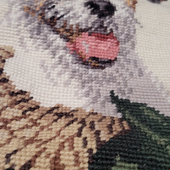 Wool monogrammed Jack Russell Terrior needlepoint Christmas stocking poinsetta - Picture 10 of 12